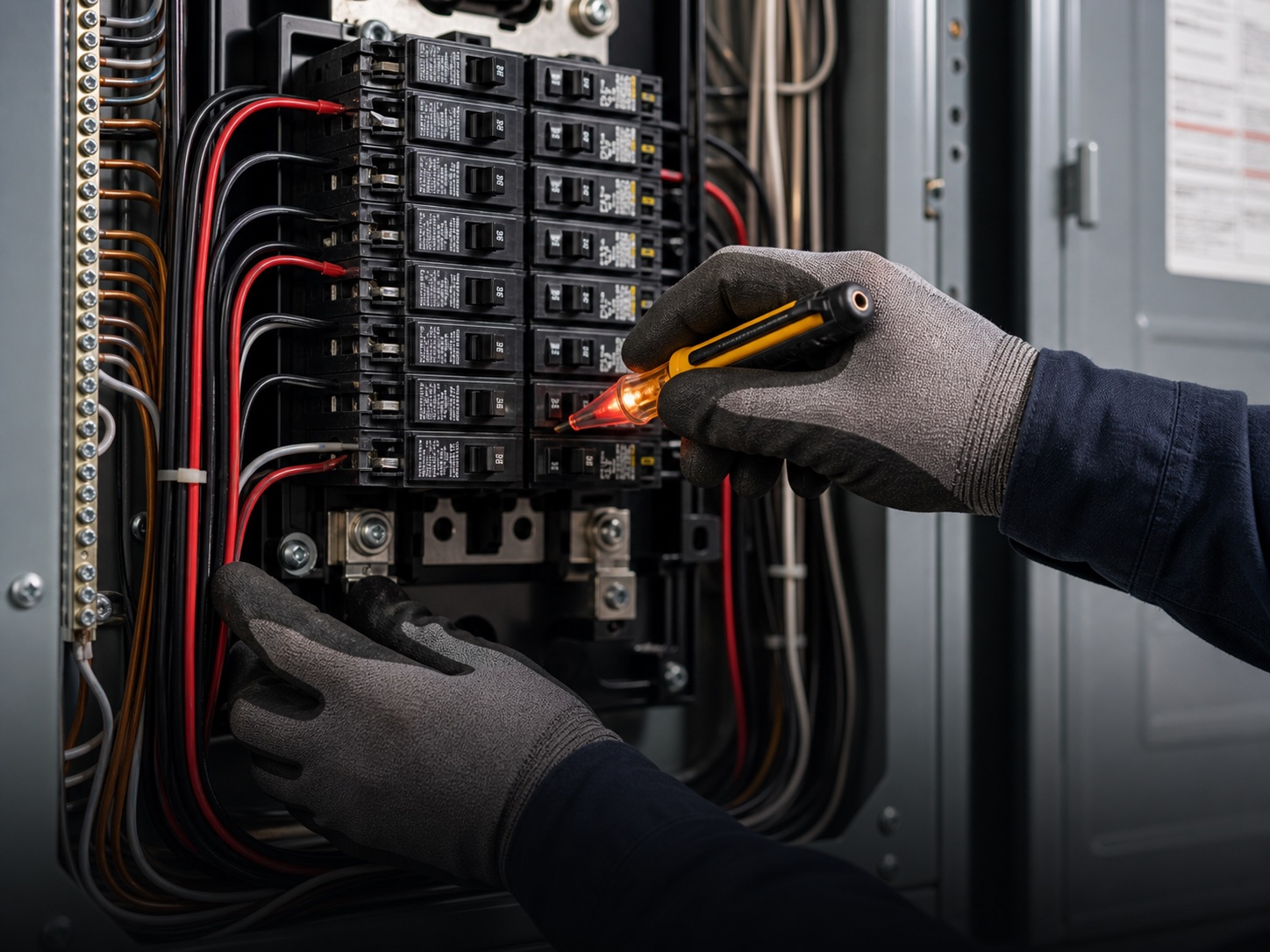 Electrical panel service with voltage tester