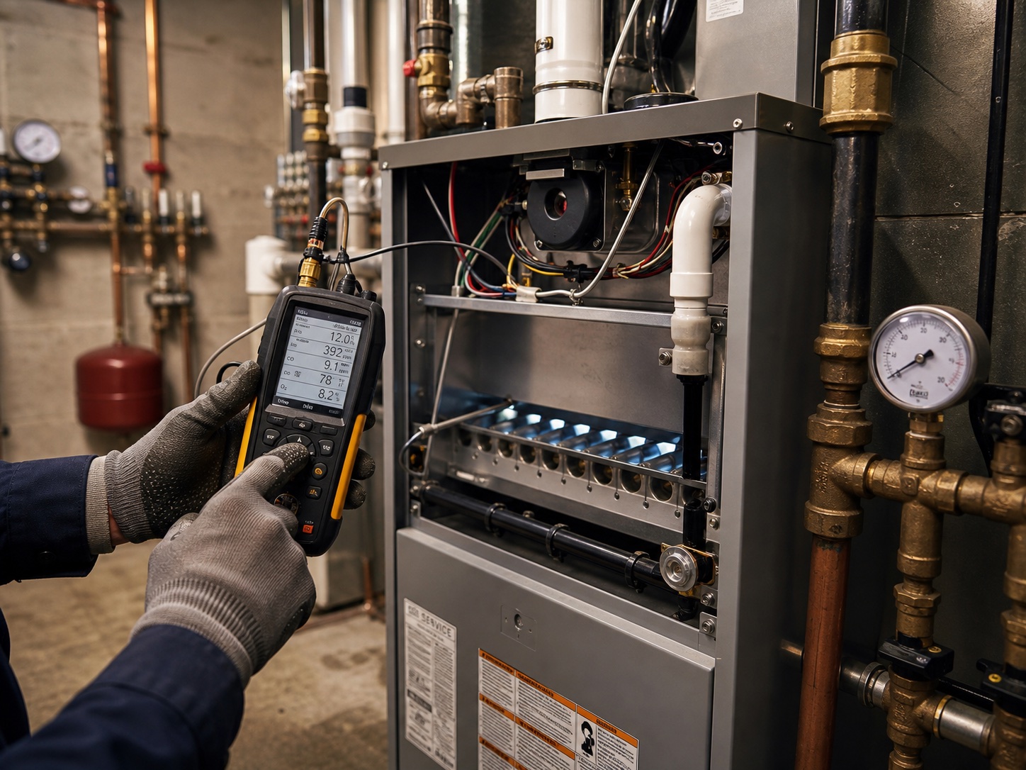 Heating system service with furnace diagnostics